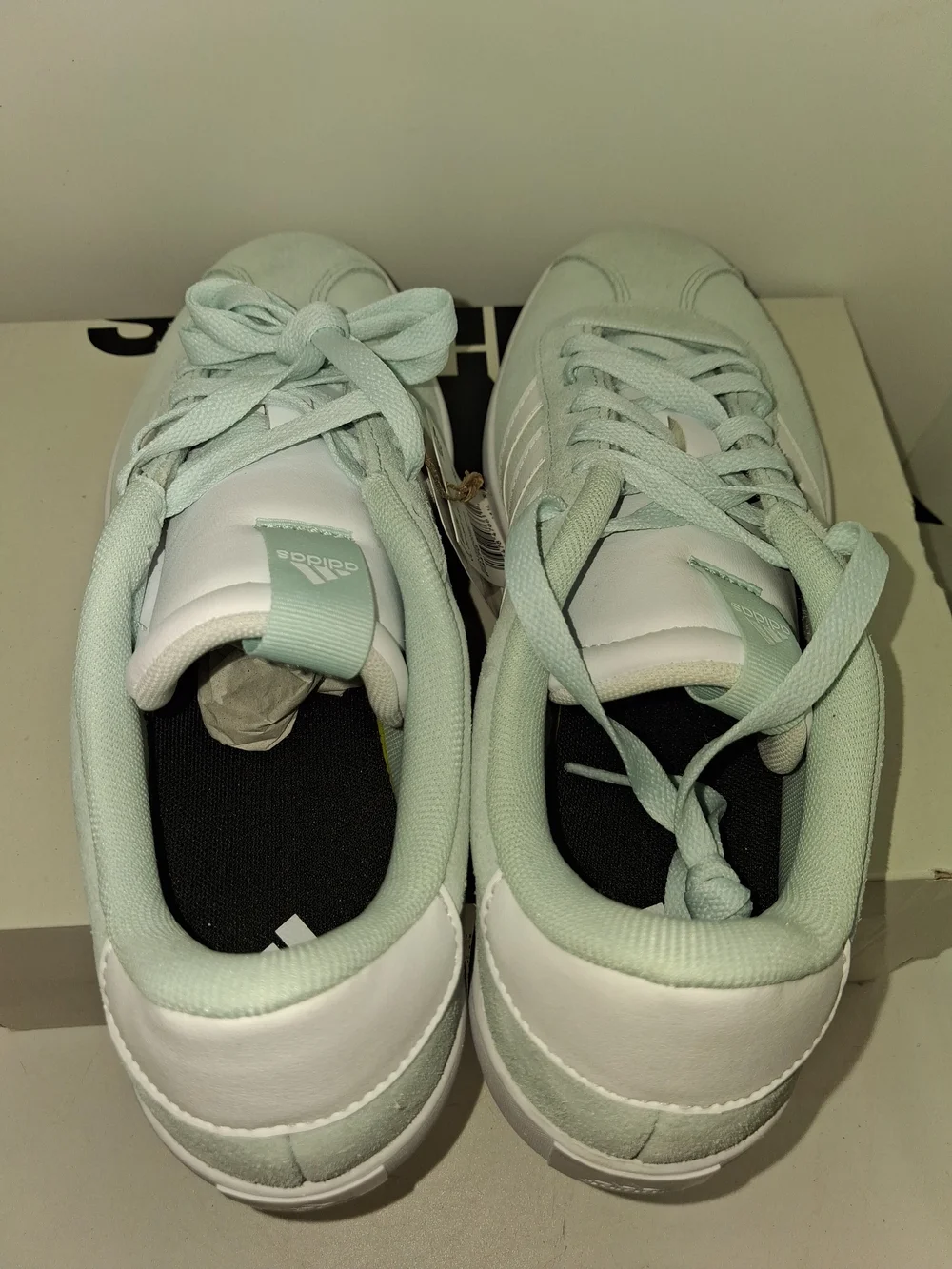adidas Women's Mint Green Suede Sneakers with White Stripes - Picture 7 of 11